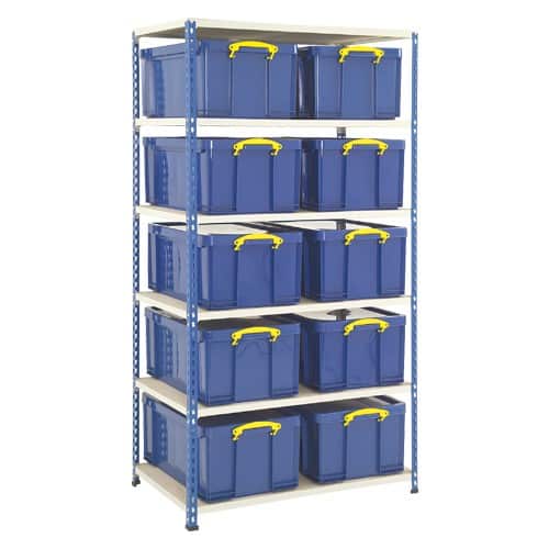 GS340 Shelving - 10 x 64 Litre Really Useful Boxes