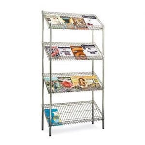 Chrome Literature Display Unit - 4 Shelves