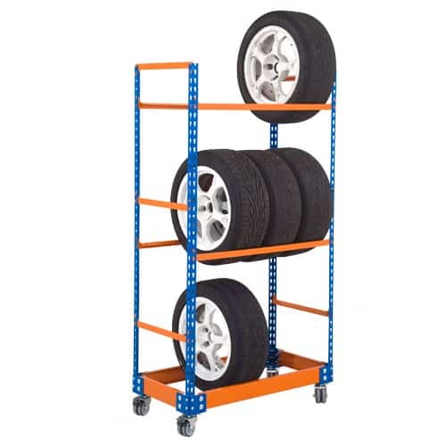 GS340 Shelving - Mobile Tyre Rack 1700h x 915w - 3 levels