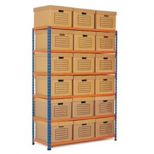GS340 Shelving Document Storage Bays - Single Sided - 18 boxes