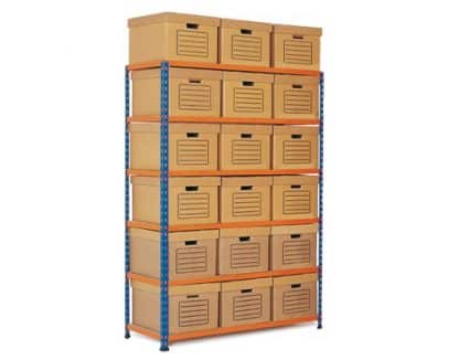 GS340 Shelving Document Storage Bays - Single Sided - 18 boxes