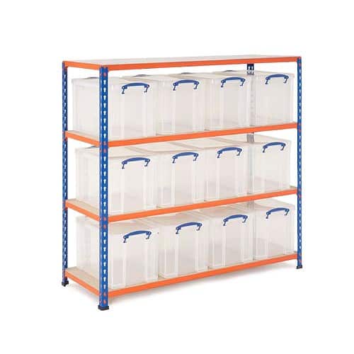 GS340 Shelving - 12 x 24 litre Really Useful Boxes