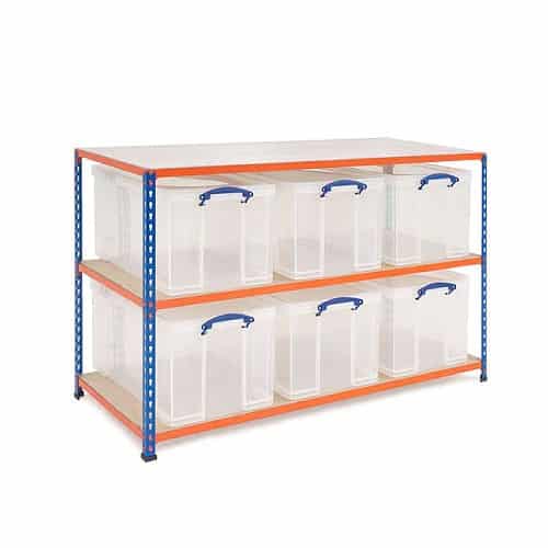 GS340 Shelving - 6 x 35 litre Really Useful Boxes