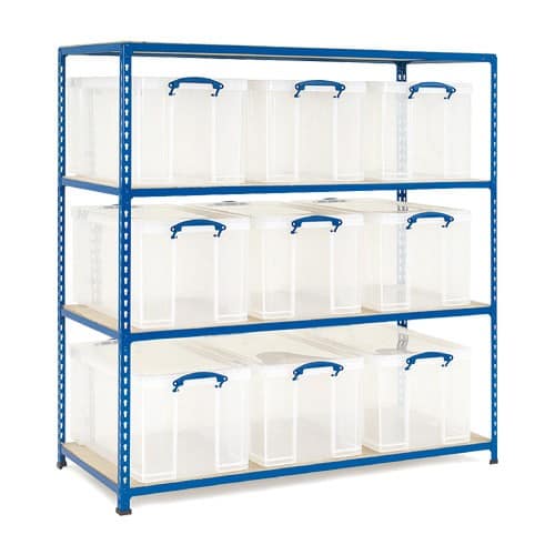 GS340 Shelving - 9 x 84 litre Really Useful Boxes