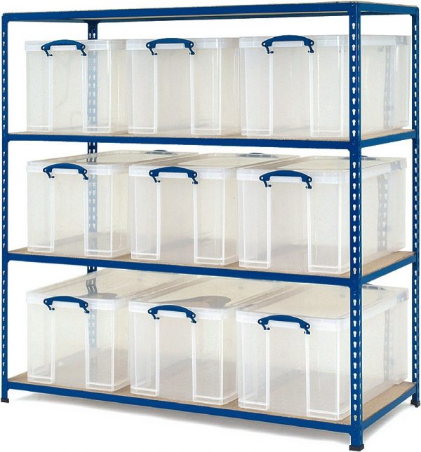 GS340 Shelving - 9 x 35 litre Really Useful Boxes